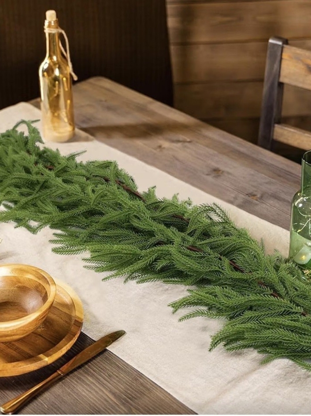 Festive Green Norfolk Pine Garland. 6ft. NEW.